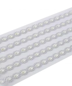 HIER_5150 Tabletop Decor 5 Strips | Stick On Rhinestone Gems | Oval Self Adhesive Diamond Rhinestone Stickers | Silver