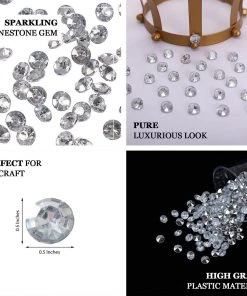 HIER_5150 1000 Pcs | Clear Round Diamond Rhinestones, DIY Craft Jewels Decor Tabletop Decor