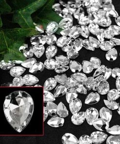 HIER_5150 Chargers & Centerpieces 470 Pcs | Clear Teardrop Diamond Rhinestones, DIY Craft Jewels Decor