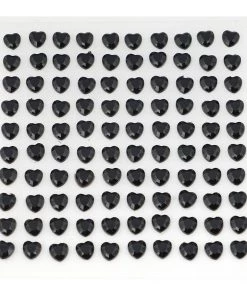 HIER_5150 Chargers & Centerpieces 600 Pcs | Black Heart Shape Stick-On Diamond Rhinestone Stickers, DIY Self Adhesive Gemstone Jewel Stickers