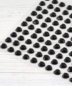 HIER_5150 Chargers & Centerpieces 600 Pcs | Black Heart Shape Stick-On Diamond Rhinestone Stickers, DIY Self Adhesive Gemstone Jewel Stickers