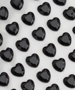 HIER_5150 Chargers & Centerpieces 600 Pcs | Black Heart Shape Stick-On Diamond Rhinestone Stickers, DIY Self Adhesive Gemstone Jewel Stickers