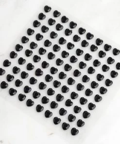 HIER_5150 Chargers & Centerpieces 600 Pcs | Black Heart Shape Stick-On Diamond Rhinestone Stickers, DIY Self Adhesive Gemstone Jewel Stickers