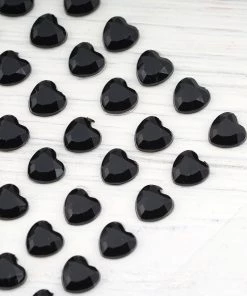 HIER_5150 Chargers & Centerpieces 600 Pcs | Black Heart Shape Stick-On Diamond Rhinestone Stickers, DIY Self Adhesive Gemstone Jewel Stickers