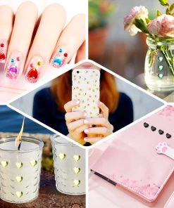 HIER_5150 Chargers & Centerpieces 600 Pcs | Black Heart Shape Stick-On Diamond Rhinestone Stickers, DIY Self Adhesive Gemstone Jewel Stickers