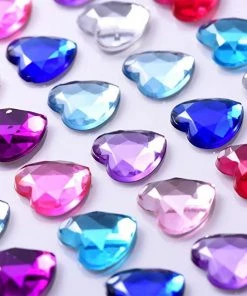 HIER_5150 Chargers & Centerpieces 600 Pcs | Black Heart Shape Stick-On Diamond Rhinestone Stickers, DIY Self Adhesive Gemstone Jewel Stickers