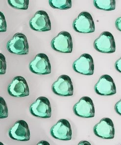 HIER_5150 Chargers & Centerpieces 600 Pcs | Hunter Green Heart Shape Stick-On Diamond Rhinestone Stickers, DIY Self Adhesive Gemstone Jewel Stickers