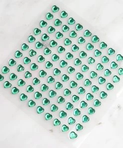 HIER_5150 Chargers & Centerpieces 600 Pcs | Hunter Green Heart Shape Stick-On Diamond Rhinestone Stickers, DIY Self Adhesive Gemstone Jewel Stickers