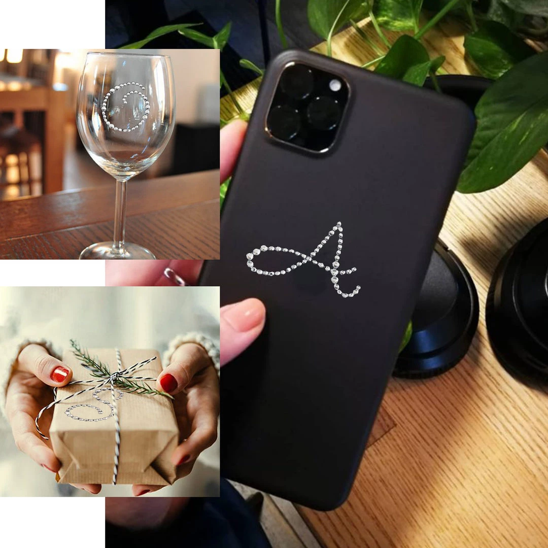 HIER_5150 12 Pack | 1.5" Clear Rhinestone Monogram Letter Jewel Sticker Self Adhesive DIY Diamond Decor Tabletop Decor 5 HIER_5150 12 Pack | 1.5" Clear Rhinestone Monogram Letter Jewel Sticker Self Adhesive DIY Diamond Decor Tabletop Decor