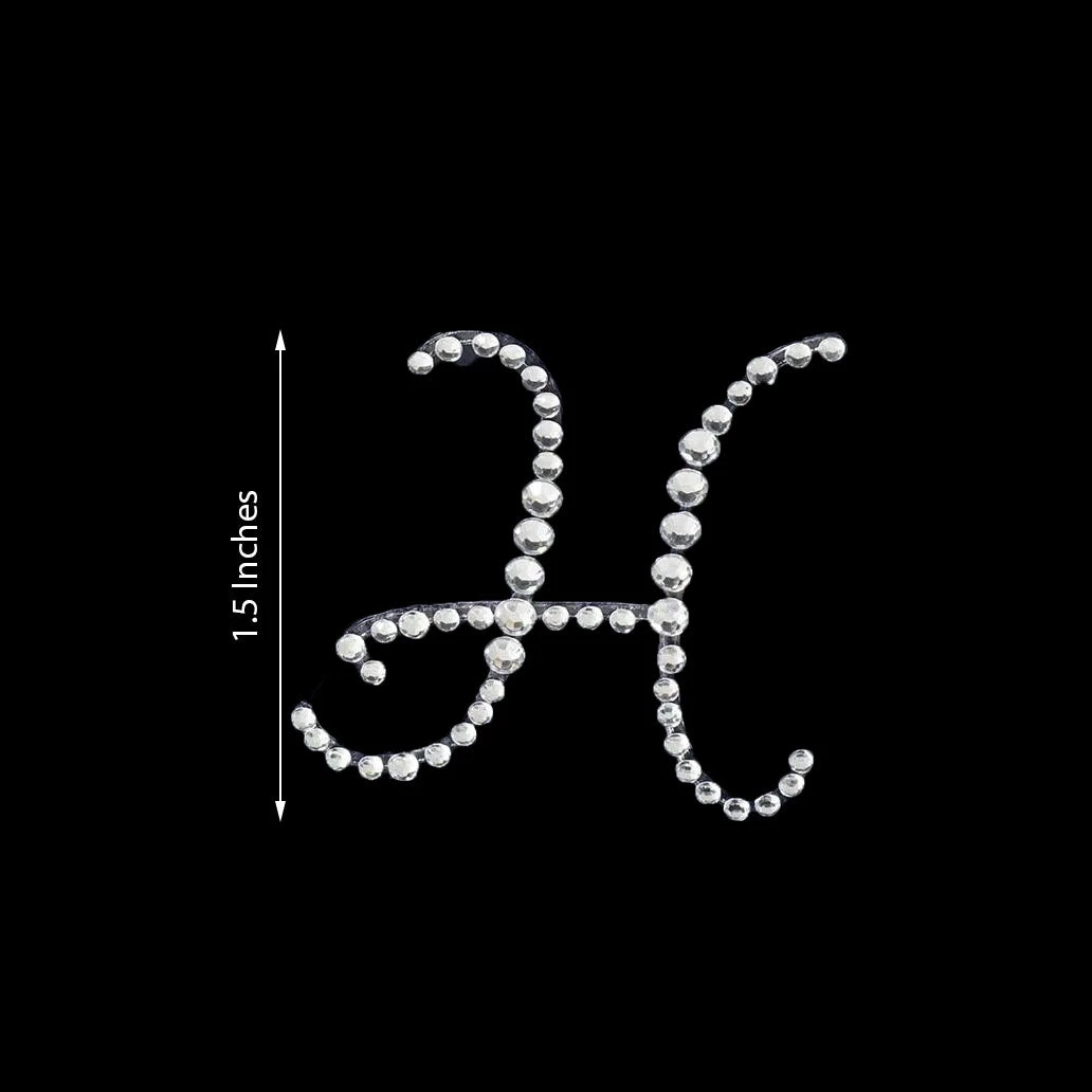 HIER_5150 12 Pack | 1.5" Clear Rhinestone Monogram Letter Jewel Sticker Self Adhesive DIY Diamond Decor - H 3 HIER_5150 12 Pack | 1.5" Clear Rhinestone Monogram Letter Jewel Sticker Self Adhesive DIY Diamond Decor - H