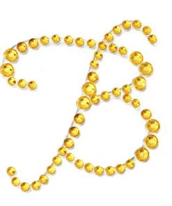 HIER_5150 12 Pack | 1.5" Gold Rhinestone Monogram Letter Jewel Sticker Self Adhesive DIY Diamond Decor - B