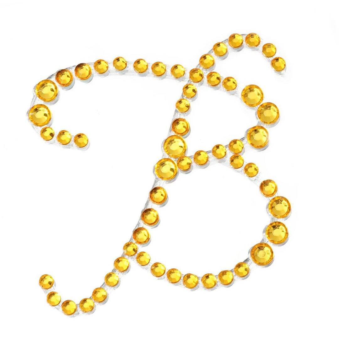 HIER_5150 12 Pack | 1.5" Gold Rhinestone Monogram Letter Jewel Sticker Self Adhesive DIY Diamond Decor - B 1 HIER_5150 12 Pack | 1.5" Gold Rhinestone Monogram Letter Jewel Sticker Self Adhesive DIY Diamond Decor - B