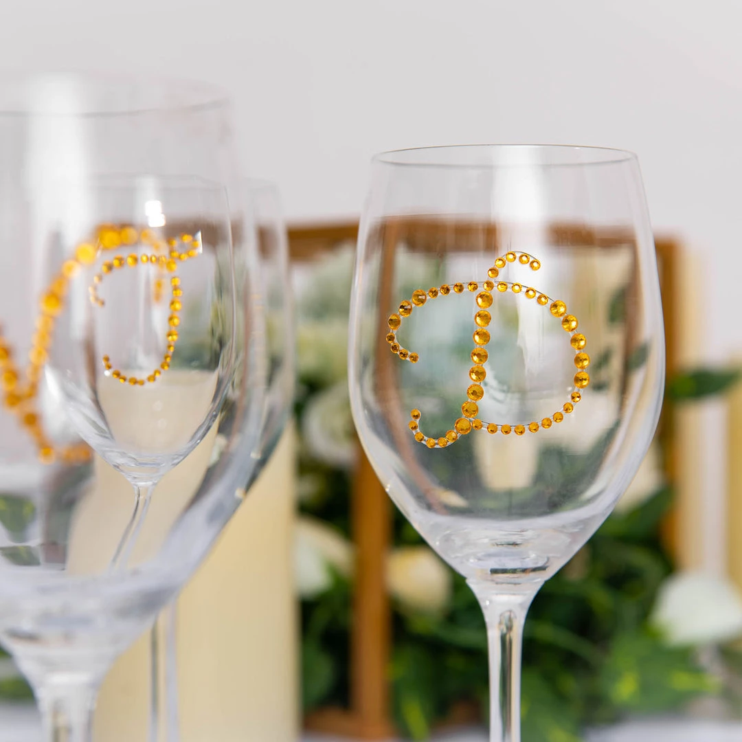 HIER_5150 Tabletop Decor 12 Pack | 1.5" Gold Rhinestone Monogram Letter Jewel Sticker Self Adhesive DIY Diamond Decor - R 7 HIER_5150 Tabletop Decor 12 Pack | 1.5" Gold Rhinestone Monogram Letter Jewel Sticker Self Adhesive DIY Diamond Decor - R