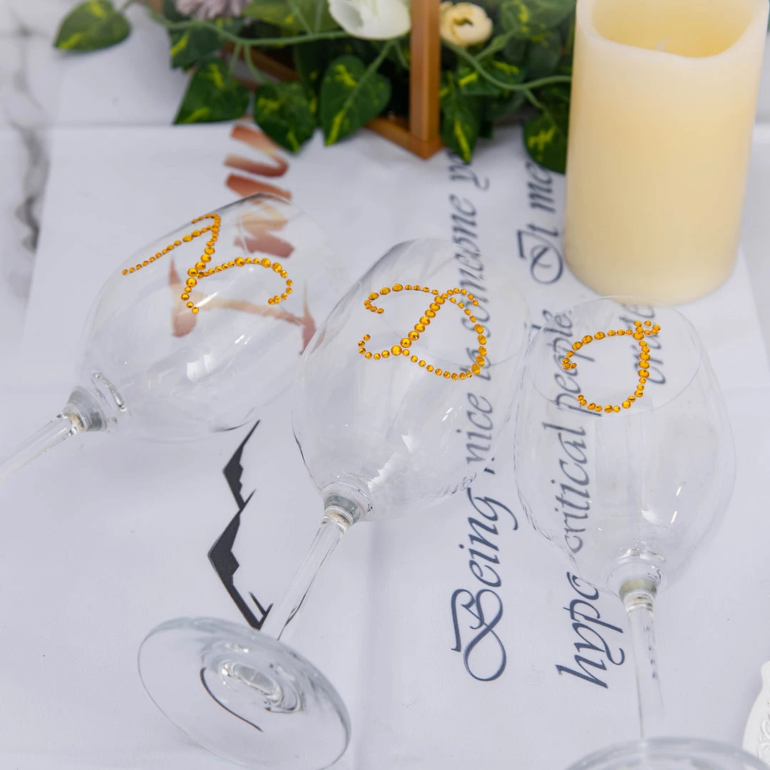 HIER_5150 Tabletop Decor 12 Pack | 1.5" Gold Rhinestone Monogram Letter Jewel Sticker Self Adhesive DIY Diamond Decor - T 6 HIER_5150 Tabletop Decor 12 Pack | 1.5" Gold Rhinestone Monogram Letter Jewel Sticker Self Adhesive DIY Diamond Decor - T