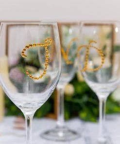 HIER_5150 Tabletop Decor 12 Pack | 1.5" Gold Rhinestone Monogram Letter Jewel Sticker Self Adhesive DIY Diamond Decor - T 15 HIER_5150 Tabletop Decor 12 Pack | 1.5