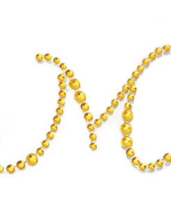 HIER_5150 12 Pack | 1.5" Gold Rhinestone Monogram Letter Jewel Sticker Self Adhesive DIY Diamond Decor - M