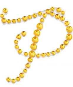 HIER_5150 12 Pack | 1.5" Gold Rhinestone Monogram Letter Jewel Sticker Self Adhesive DIY Diamond Decor - P Tabletop Decor