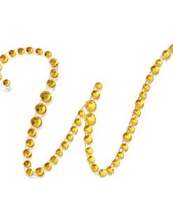 HIER_5150 12 Pack | 1.5" Gold Rhinestone Monogram Letter Jewel Sticker Self Adhesive DIY Diamond Decor - W Tabletop Decor