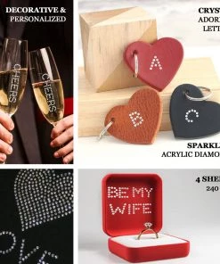 HIER_5150 240 Pcs Self Adhesive Clear Letter Diamond Rhinestone DIY Stickers