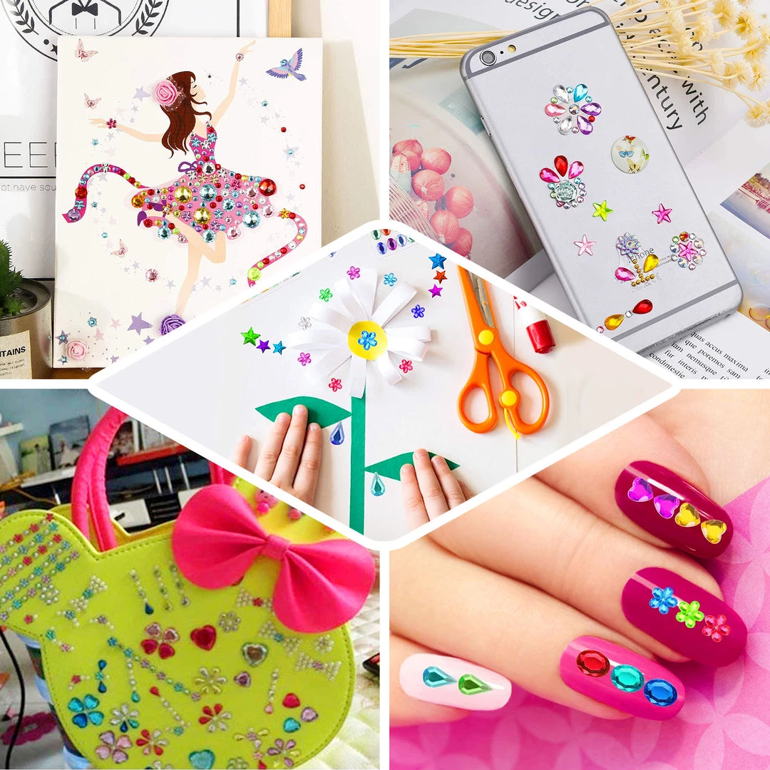 HIER_5150 510 Pcs | Multi Shaped Fuchsia Diamond Rhinestone Jeweled Stickers, DIY Craft Gems Decor 5 HIER_5150 510 Pcs | Multi Shaped Fuchsia Diamond Rhinestone Jeweled Stickers, DIY Craft Gems Decor