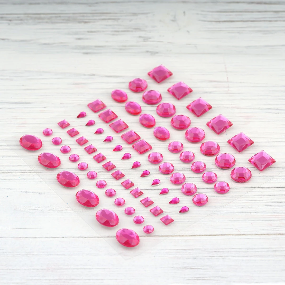HIER_5150 510 Pcs | Multi Shaped Fuchsia Diamond Rhinestone Jeweled Stickers, DIY Craft Gems Decor 7 HIER_5150 510 Pcs | Multi Shaped Fuchsia Diamond Rhinestone Jeweled Stickers, DIY Craft Gems Decor