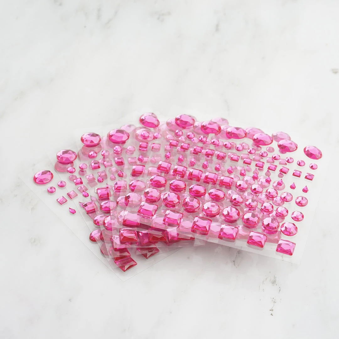 HIER_5150 510 Pcs | Multi Shaped Fuchsia Diamond Rhinestone Jeweled Stickers, DIY Craft Gems Decor 11 HIER_5150 510 Pcs | Multi Shaped Fuchsia Diamond Rhinestone Jeweled Stickers, DIY Craft Gems Decor