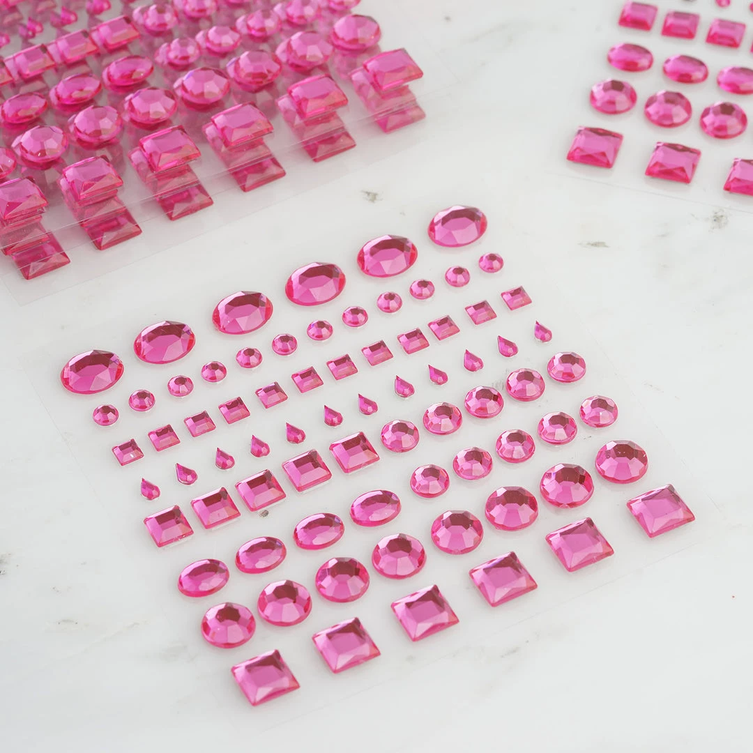 HIER_5150 510 Pcs | Multi Shaped Fuchsia Diamond Rhinestone Jeweled Stickers, DIY Craft Gems Decor 9 HIER_5150 510 Pcs | Multi Shaped Fuchsia Diamond Rhinestone Jeweled Stickers, DIY Craft Gems Decor
