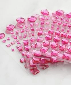 HIER_5150 510 Pcs | Multi Shaped Fuchsia Diamond Rhinestone Jeweled Stickers, DIY Craft Gems Decor 22 HIER_5150 510 Pcs | Multi Shaped Fuchsia Diamond Rhinestone Jeweled Stickers, DIY Craft Gems Decor