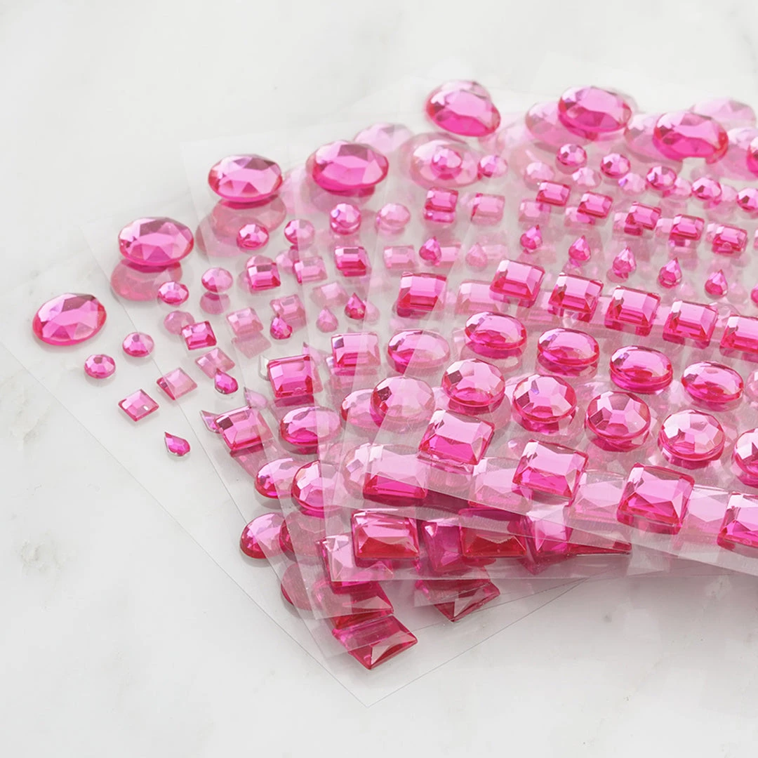 HIER_5150 510 Pcs | Multi Shaped Fuchsia Diamond Rhinestone Jeweled Stickers, DIY Craft Gems Decor 10 HIER_5150 510 Pcs | Multi Shaped Fuchsia Diamond Rhinestone Jeweled Stickers, DIY Craft Gems Decor