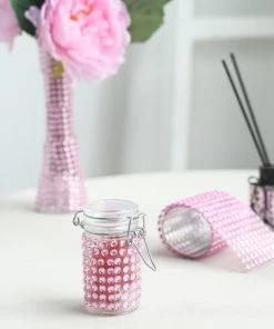 HIER_5150 21”x11” Blush Self Adhesive Rhinestone Diamond Sticker Wrap Sheets, DIY Craft Gem Stickers