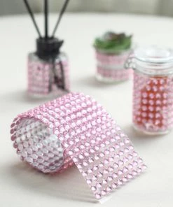 HIER_5150 21”x11” Blush Self Adhesive Rhinestone Diamond Sticker Wrap Sheets, DIY Craft Gem Stickers