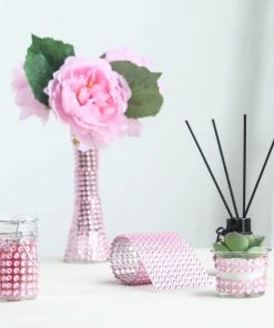 HIER_5150 21”x11” Blush Self Adhesive Rhinestone Diamond Sticker Wrap Sheets, DIY Craft Gem Stickers