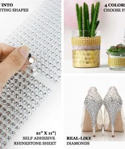 HIER_5150 21”x11” Blush Self Adhesive Rhinestone Diamond Sticker Wrap Sheets, DIY Craft Gem Stickers