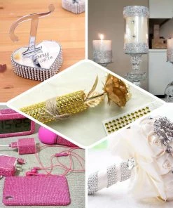 HIER_5150 21”x11” Blush Self Adhesive Rhinestone Diamond Sticker Wrap Sheets, DIY Craft Gem Stickers