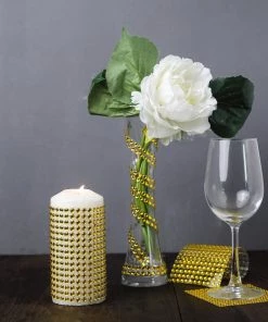 HIER_5150 21”x11” Gold Self Adhesive Rhinestone Diamond Sticker Wrap Sheets, DIY Craft Gem Stickers Chargers & Centerpieces