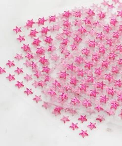 HIER_5150 Chargers & Centerpieces 600 Pcs | Fuchsia Star Shape Stick-On Diamond Rhinestone Stickers, DIY Self Adhesive Craft Gems