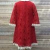 HIER_3500 Flower Girl Dress Floral Lace Dress With A Pearl Necklace Red Party Dress Special Occasion Dress