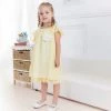HIER_3500 Flower Girl Dress Two Layered Chiffon Pleated Girls Dress Yellow Party Dress Special Occasion Dress Big Clearance Sale