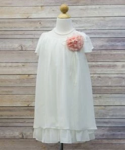 HIER_3500 Big Clearance Sale Flower Girl Dress Two Layered Chiffon Pleated Girls Dress Ivory Party Dress Special Occasion Dress