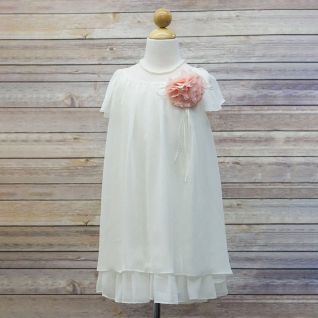 HIER_3500 Big Clearance Sale Flower Girl Dress Two Layered Chiffon Pleated Girls Dress Ivory Party Dress Special Occasion Dress 2 HIER_3500 Big Clearance Sale Flower Girl Dress Two Layered Chiffon Pleated Girls Dress Ivory Party Dress Special Occasion Dress