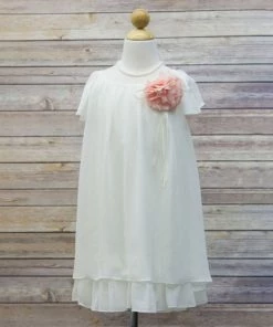 HIER_3500 Big Clearance Sale Flower Girl Dress Two Layered Chiffon Pleated Girls Dress Ivory Party Dress Special Occasion Dress