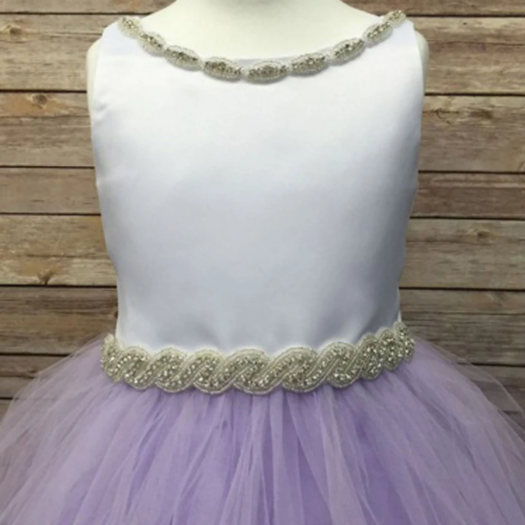 HIER_3500 Big Clearance Sale Flower Girl Dress Satin Dress With Rhinestone Gem Neckline Belt Lilac Party Dress Special Occasion Dress 1 HIER_3500 Big Clearance Sale Flower Girl Dress Satin Dress With Rhinestone Gem Neckline Belt Lilac Party Dress Special Occasion Dress