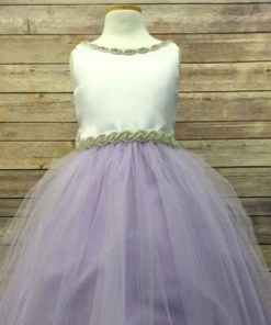 HIER_3500 Big Clearance Sale Flower Girl Dress Satin Dress With Rhinestone Gem Neckline Belt Mint Party Dress Special Occasion Dress
