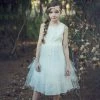 HIER_3500 Flower Girl Dress Jacquard Bodice And Floral Embroidered Tulle Dress Ivory Party Dress Special Occasion Dress Big Clearance Sale