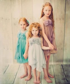 HIER_3500 Shimmery Chiffon Flower Girl Dress Dress Turquoise Party Dress Special Occasion Dress