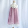 HIER_3500 Flower Girl Dress Chic Chiffon Girl Dress With Ivory Flower Neckline Mauv Party Dress Special Occasion Dress Big Clearance Sale