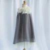 HIER_3500 Flower Girl Dress Chic Chiffon Girl Dress With Ivory Flower Neckline Grey Party Dress Special Occasion Dress