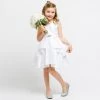 HIER_3500 Flower Girl Dress Satin Layered Dress With A Rhinestone Brooch White Party Dress Special Occasion Dress Big Clearance Sale