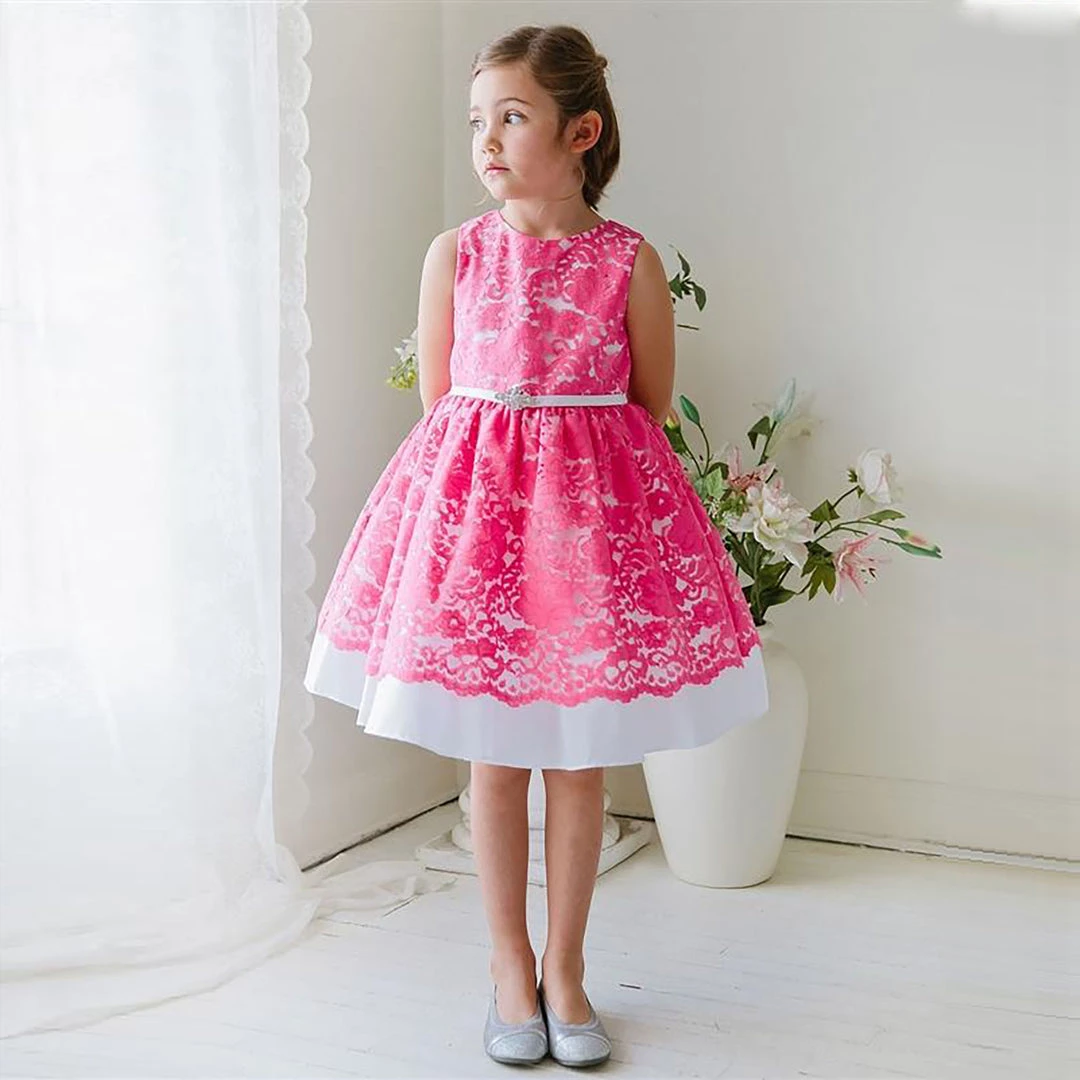 HIER_3500 Flower Girl Dress Floral Lace And Taffeta Dress With Gem Embellished Belt Party Dress Special Occasion Dress 1 HIER_3500 Flower Girl Dress Floral Lace And Taffeta Dress With Gem Embellished Belt Party Dress Special Occasion Dress