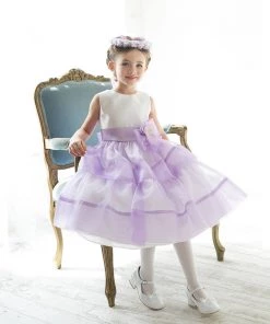 HIER_3500 Big Clearance Sale Layered Mirror Organza And Satin Dress - Pink